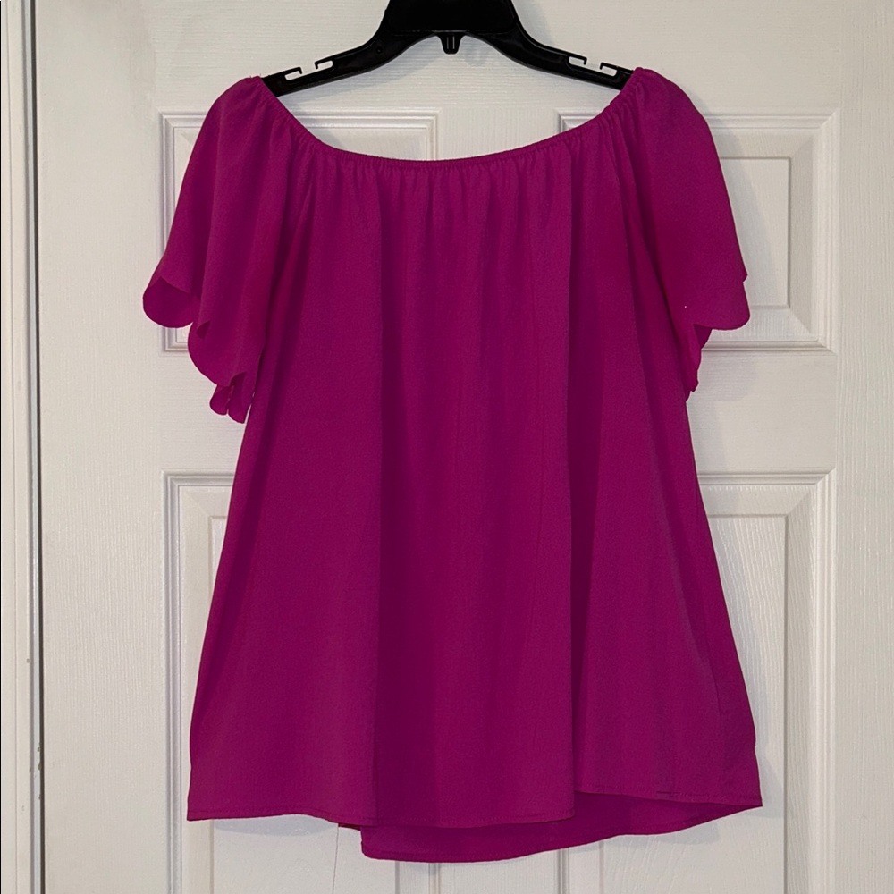 Women's Off-Shoulder Hot Pink Top